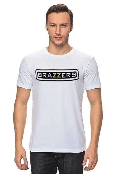 Заказать мужскую футболку в Москве. Футболка классическая Brazzers от denis01001 - готовые дизайны и нанесение принтов.