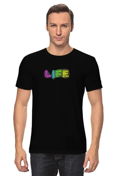 Заказать мужскую футболку в Москве. Футболка классическая Жизнь от Picasso - готовые дизайны и нанесение принтов.