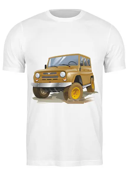 Заказать мужскую футболку в Москве. Футболка классическая автомобиль Уаз от vasrus - готовые дизайны и нанесение принтов.