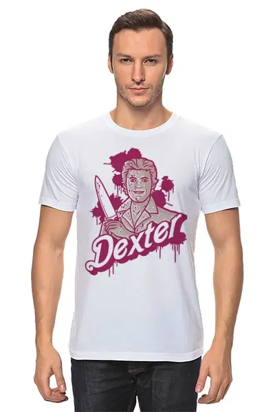 Заказать мужскую футболку в Москве. Футболка классическая Dexter от heroes - готовые дизайны и нанесение принтов.