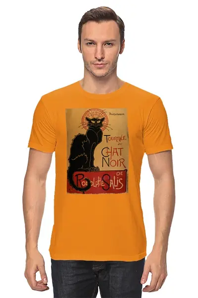 Заказать мужскую футболку в Москве. Футболка классическая Чёрный кот. CHAT NOIR. от Виктор Гришин - готовые дизайны и нанесение принтов.