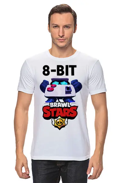 Заказать мужскую футболку в Москве. Футболка классическая Brawl Stars 8-BIT от weeert - готовые дизайны и нанесение принтов.