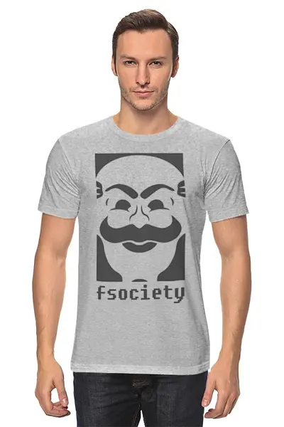 Заказать мужскую футболку в Москве. Футболка классическая Мистер Робот. Fsociety от geekbox - готовые дизайны и нанесение принтов.