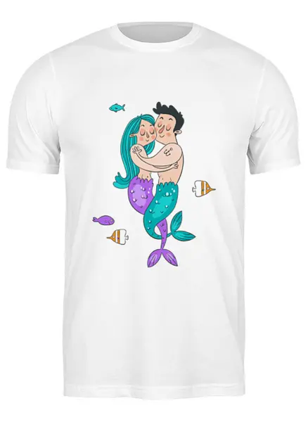 Заказать мужскую футболку в Москве. Футболка классическая Подводная любовь от zen4@bk.ru - готовые дизайны и нанесение принтов.