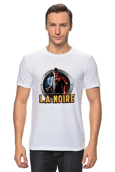 Заказать мужскую футболку в Москве. Футболка классическая L A Noire от THE_NISE  - готовые дизайны и нанесение принтов.