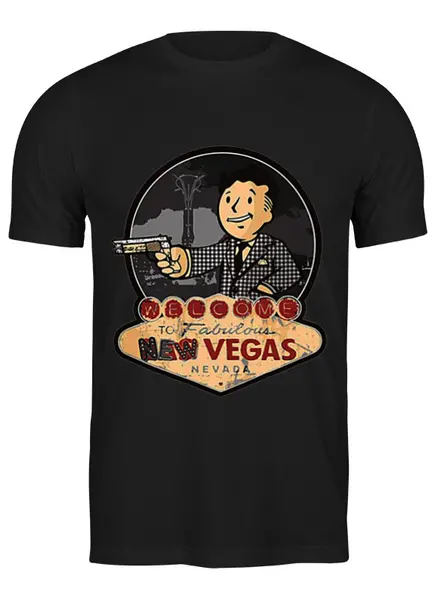 Заказать мужскую футболку в Москве. Футболка классическая Welcome to New Vegas от manly94 - готовые дизайны и нанесение принтов.