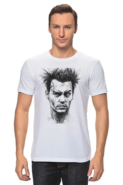 Заказать мужскую футболку в Москве. Футболка классическая Джони Деп от CoolDesign - готовые дизайны и нанесение принтов.