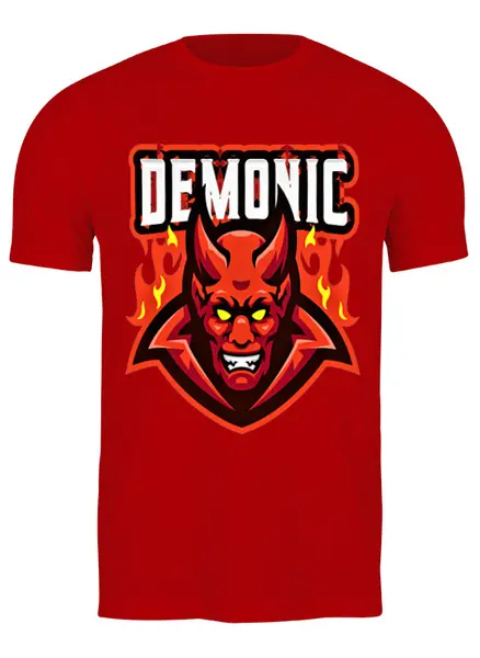 Заказать мужскую футболку в Москве. Футболка классическая Демон демонический от ПРИНТЫ ПЕЧАТЬ  - готовые дизайны и нанесение принтов.