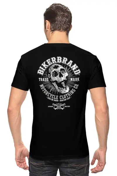 Заказать мужскую футболку в Москве. Футболка классическая Bikerbrand от Leichenwagen - готовые дизайны и нанесение принтов.
