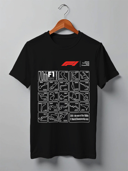 Заказать мужскую футболку в Москве. Футболка классическая F1—2019 World Championship от DesignMesign  - готовые дизайны и нанесение принтов.