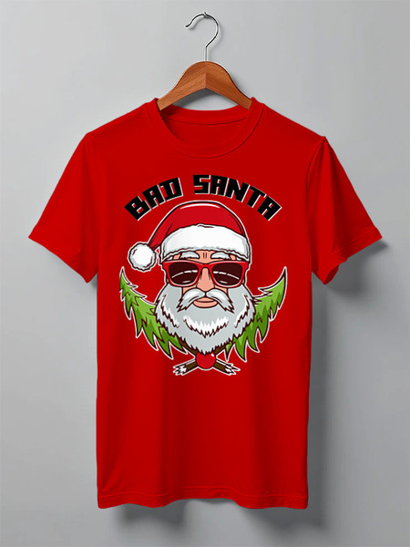 Заказать мужскую футболку в Москве. Футболка классическая BadSanta от balden - готовые дизайны и нанесение принтов.