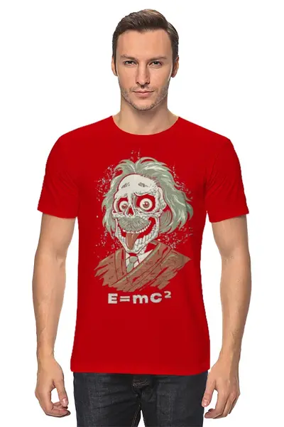 Заказать мужскую футболку в Москве. Футболка классическая Зомби Эйнштейн  от iZOMBIE - готовые дизайны и нанесение принтов.