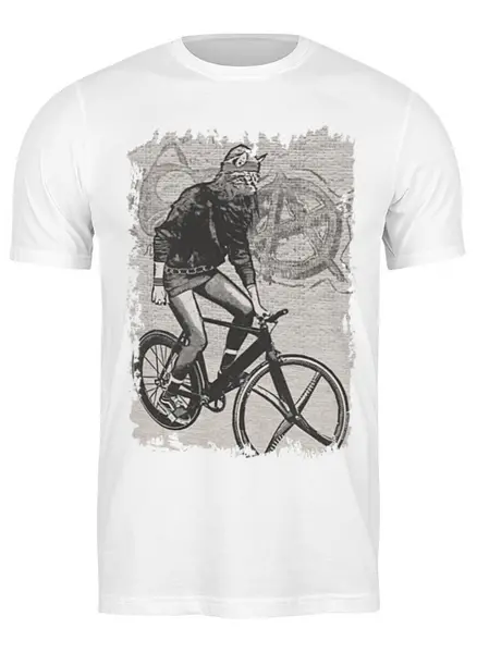 Заказать мужскую футболку в Москве. Футболка классическая Cat Punk Rider от oneredfoxstore@gmail.com - готовые дизайны и нанесение принтов.