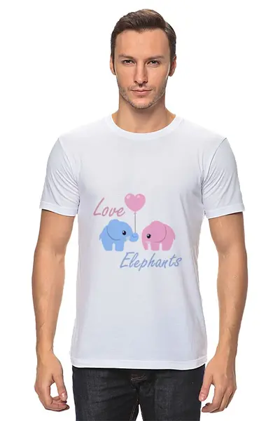 Заказать мужскую футболку в Москве. Футболка классическая Love Elephants от cogwheel - готовые дизайны и нанесение принтов.