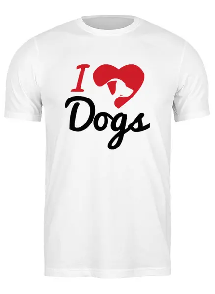 Заказать мужскую футболку в Москве. Футболка классическая Люблю Собак от fanart - готовые дизайны и нанесение принтов.