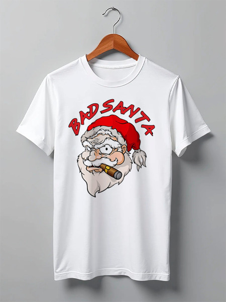 Заказать мужскую футболку в Москве. Футболка классическая BadSanta от balden - готовые дизайны и нанесение принтов.