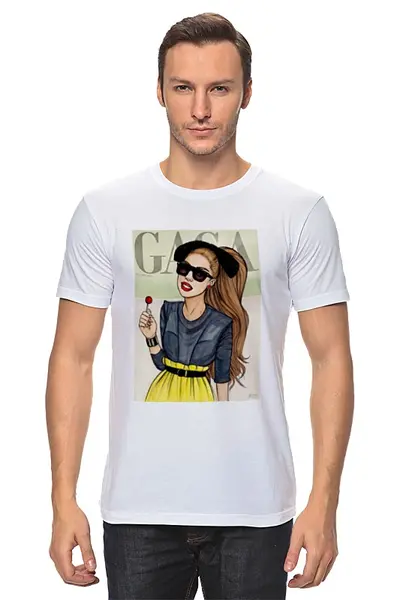 Заказать мужскую футболку в Москве. Футболка классическая Гага с чупа чупсом от Татьяна - готовые дизайны и нанесение принтов.