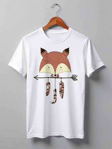 Заказать мужскую футболку в Москве. Футболка классическая Fox Here от oneredfoxstore@gmail.com - готовые дизайны и нанесение принтов.