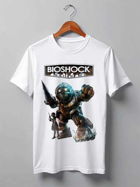 Заказать мужскую футболку в Москве. Футболка классическая Bioshock (logo) от karbafoss - готовые дизайны и нанесение принтов.