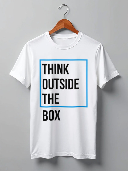 Заказать мужскую футболку в Москве. Футболка классическая Think outside the box от Startech.vc  - готовые дизайны и нанесение принтов.