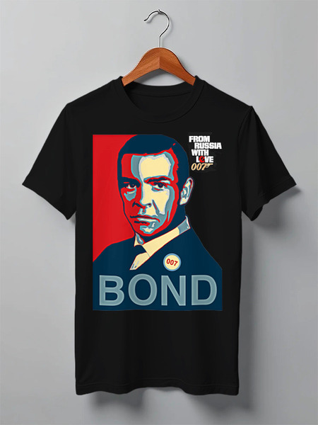 Заказать мужскую футболку в Москве. Футболка классическая James Bond от Leichenwagen - готовые дизайны и нанесение принтов.