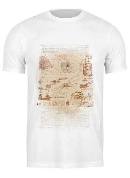 Заказать мужскую футболку в Москве. Футболка классическая Леонардо да Винчи от science - готовые дизайны и нанесение принтов.