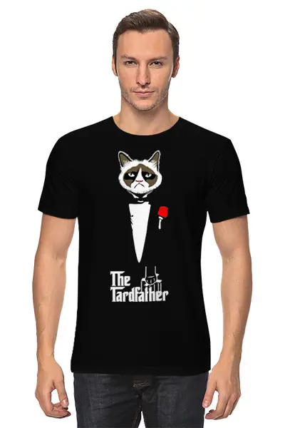 Заказать мужскую футболку в Москве. Футболка классическая Грустный кот от svetlanas - готовые дизайны и нанесение принтов.