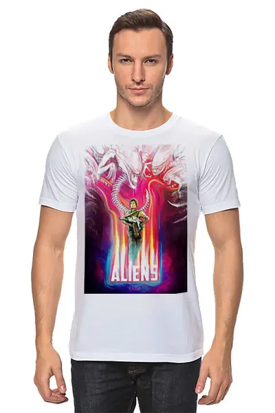 Заказать мужскую футболку в Москве. Футболка классическая Чужие / Aliens от kino.printio.ru - готовые дизайны и нанесение принтов.