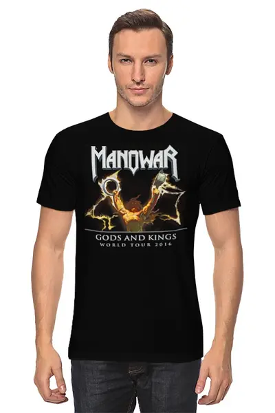 Заказать мужскую футболку в Москве. Футболка классическая Manowar Band от Leichenwagen - готовые дизайны и нанесение принтов.