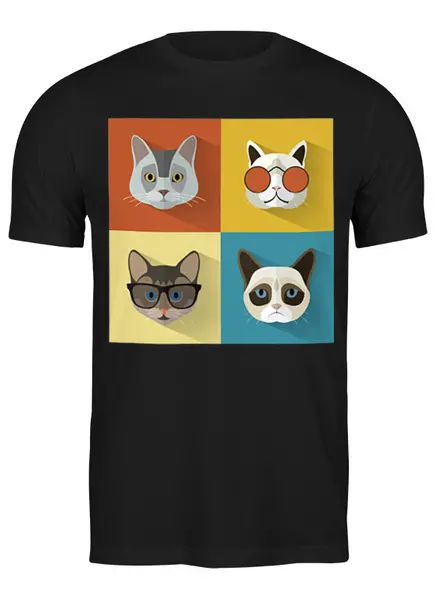 Заказать мужскую футболку в Москве. Футболка классическая Cats Here от oneredfoxstore@gmail.com - готовые дизайны и нанесение принтов.