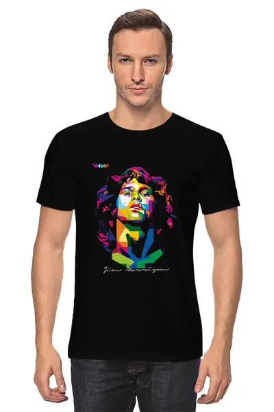 Заказать мужскую футболку в Москве. Футболка классическая Jim Morrison (The Doors) от Fedor - готовые дизайны и нанесение принтов.
