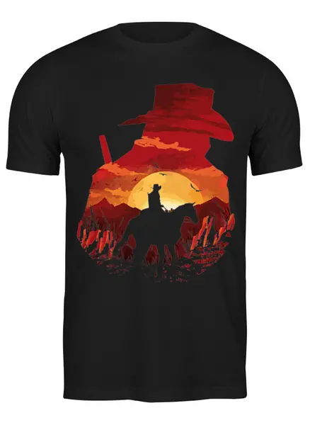 Заказать мужскую футболку в Москве. Футболка классическая Red Dead Redemption 2 от balden - готовые дизайны и нанесение принтов.