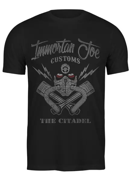 Заказать мужскую футболку в Москве. Футболка классическая Immortan Joe Customs. Mad Max от geekbox - готовые дизайны и нанесение принтов.