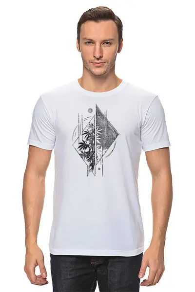 Заказать мужскую футболку в Москве. Футболка классическая Weed Geometry от oneredfoxstore@gmail.com - готовые дизайны и нанесение принтов.
