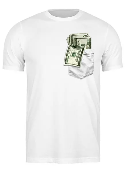 Заказать мужскую футболку в Москве. Футболка классическая Деньги в кармане от printik - готовые дизайны и нанесение принтов.