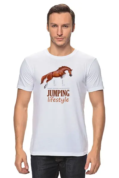 Заказать мужскую футболку в Москве. Футболка классическая JUMPING LIFESTYLE от konna - готовые дизайны и нанесение принтов.