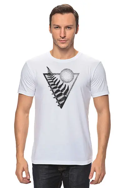 Заказать мужскую футболку в Москве. Футболка классическая Fern and Moon от oneredfoxstore@gmail.com - готовые дизайны и нанесение принтов.