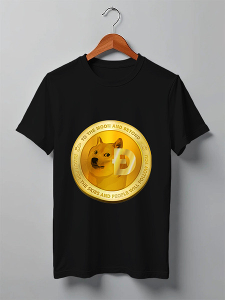 Заказать мужскую футболку в Москве. Футболка классическая Dogecoin от Константин Тотьмянин - готовые дизайны и нанесение принтов.