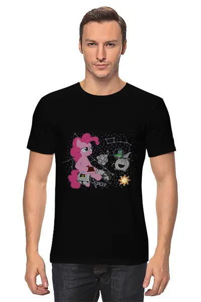 Заказать мужскую футболку в Москве. Футболка классическая Pinkie Pie and Portal 2 от cigaretko - готовые дизайны и нанесение принтов.