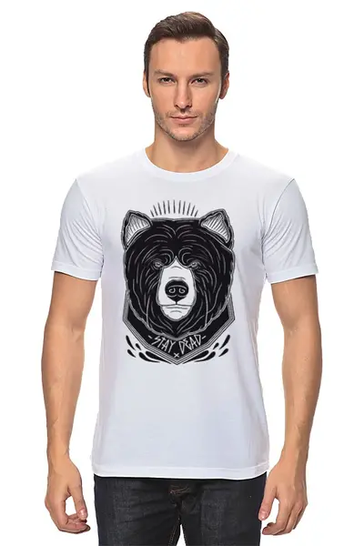 Заказать мужскую футболку в Москве. Футболка классическая Медведь от Weed Stuff`a - готовые дизайны и нанесение принтов.