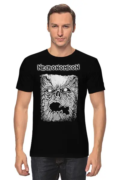 Заказать мужскую футболку в Москве. Футболка классическая Necronomicon от Leichenwagen - готовые дизайны и нанесение принтов.