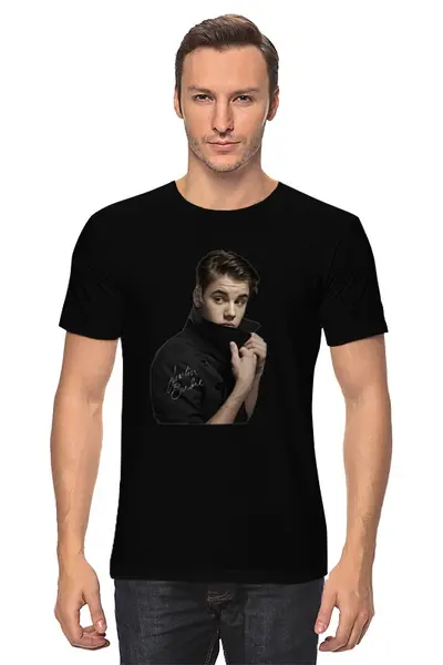 Заказать мужскую футболку в Москве. Футболка классическая Justin Bieber от buhonow - готовые дизайны и нанесение принтов.