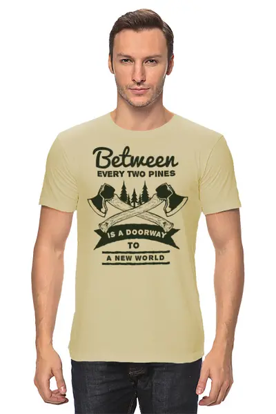 Заказать мужскую футболку в Москве. Футболка классическая Mountains от oneredfoxstore@gmail.com - готовые дизайны и нанесение принтов.