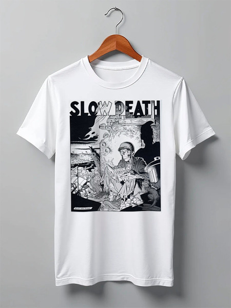 Заказать мужскую футболку в Москве. Футболка классическая SLOW DEATH T-shirt от BigBrother - готовые дизайны и нанесение принтов.