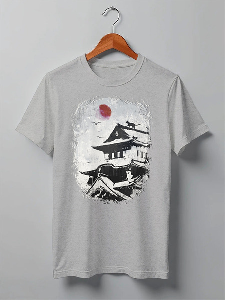 Заказать мужскую футболку в Москве. Футболка классическая Castle Cat от oneredfoxstore@gmail.com - готовые дизайны и нанесение принтов.