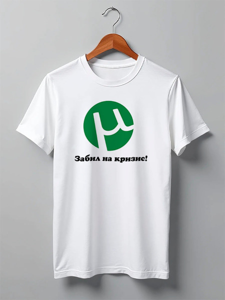Заказать мужскую футболку в Москве. Футболка классическая Скачал Torrent, забил на кризис! от WebDiez - готовые дизайны и нанесение принтов.