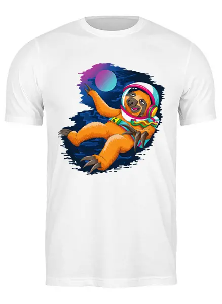 Заказать мужскую футболку в Москве. Футболка классическая ☄ Sloth in Space ☄ от balden - готовые дизайны и нанесение принтов.