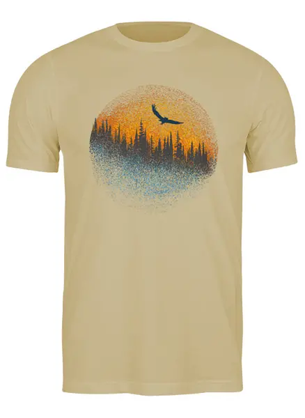 Заказать мужскую футболку в Москве. Футболка классическая Owl and Forest от oneredfoxstore@gmail.com - готовые дизайны и нанесение принтов.