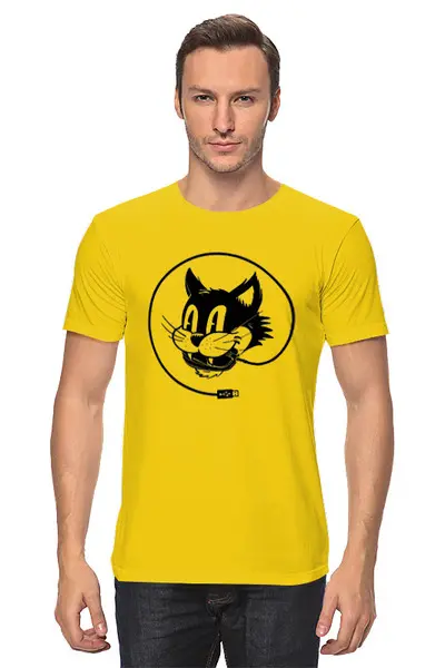 Заказать мужскую футболку в Москве. Футболка классическая Котик с мышкой от T-shirt print  - готовые дизайны и нанесение принтов.