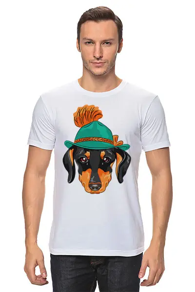 Заказать мужскую футболку в Москве. Футболка классическая Собака в образе от balden - готовые дизайны и нанесение принтов.